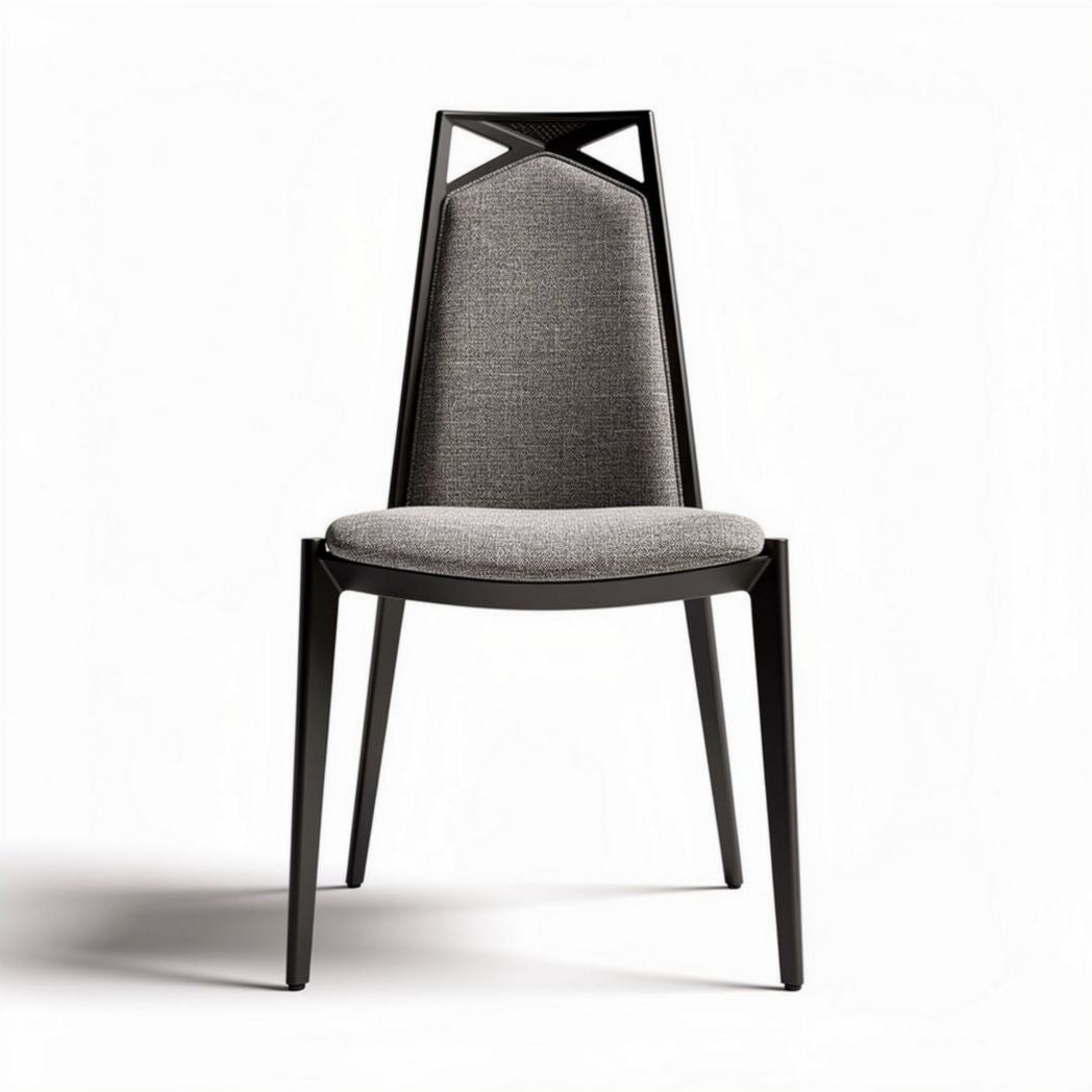 stoel met metalen frame en grijze stof zitting en rugleuning 45 x 50 x 90cm