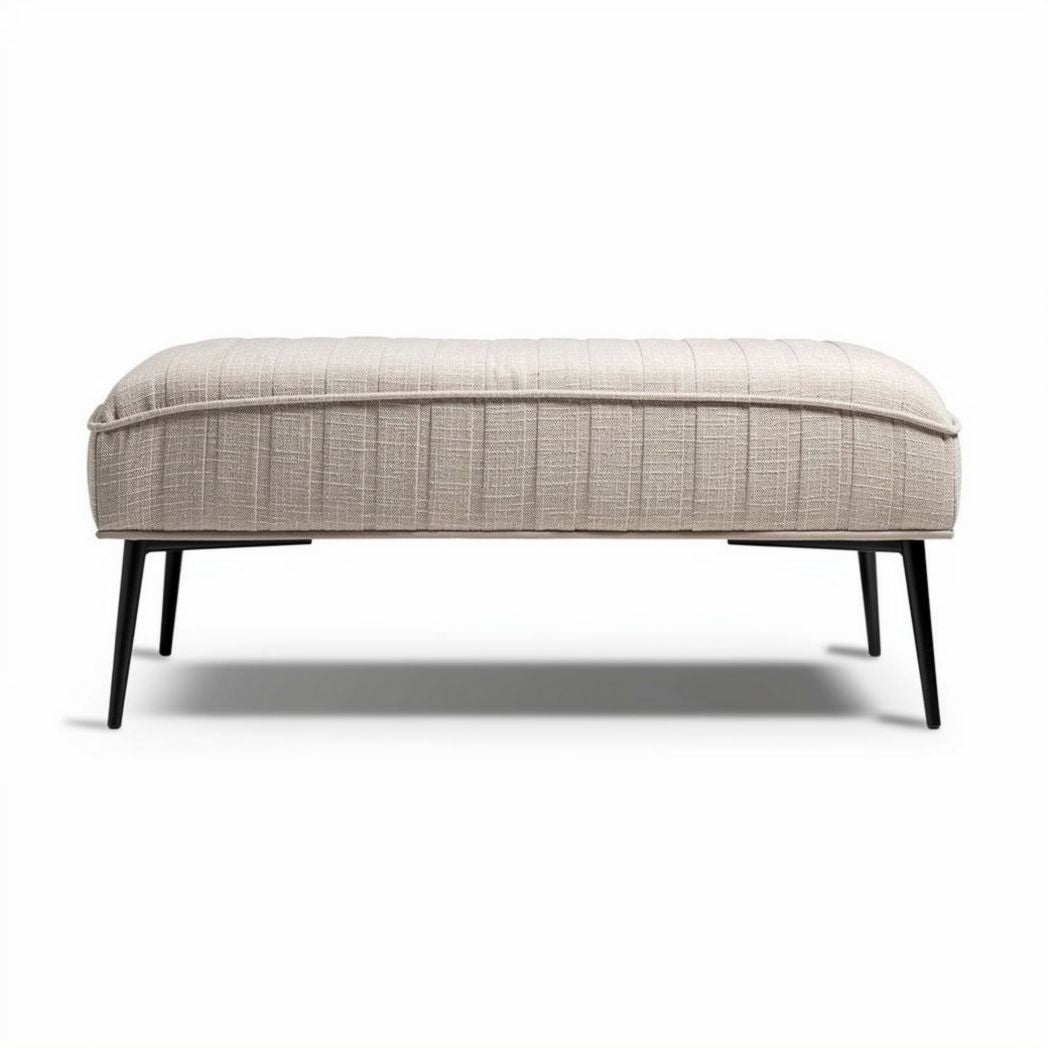 Voetstuk van textiel in beige met metalen poten 80 x 40 x 40cm