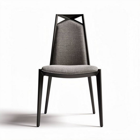 stoel met metalen frame en grijze stof zitting en rugleuning 45 x 50 x 90cm