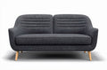 Grijs stoffen bank met houten poten afmetingen 150 x 80 x 70cm