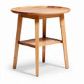 houten bijzettafel met rond blad en onderplank 60 x 60 x 70cm naturel