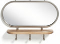 Muurspiegel met houten plank en metalen haken 80 x 40 x 15cm