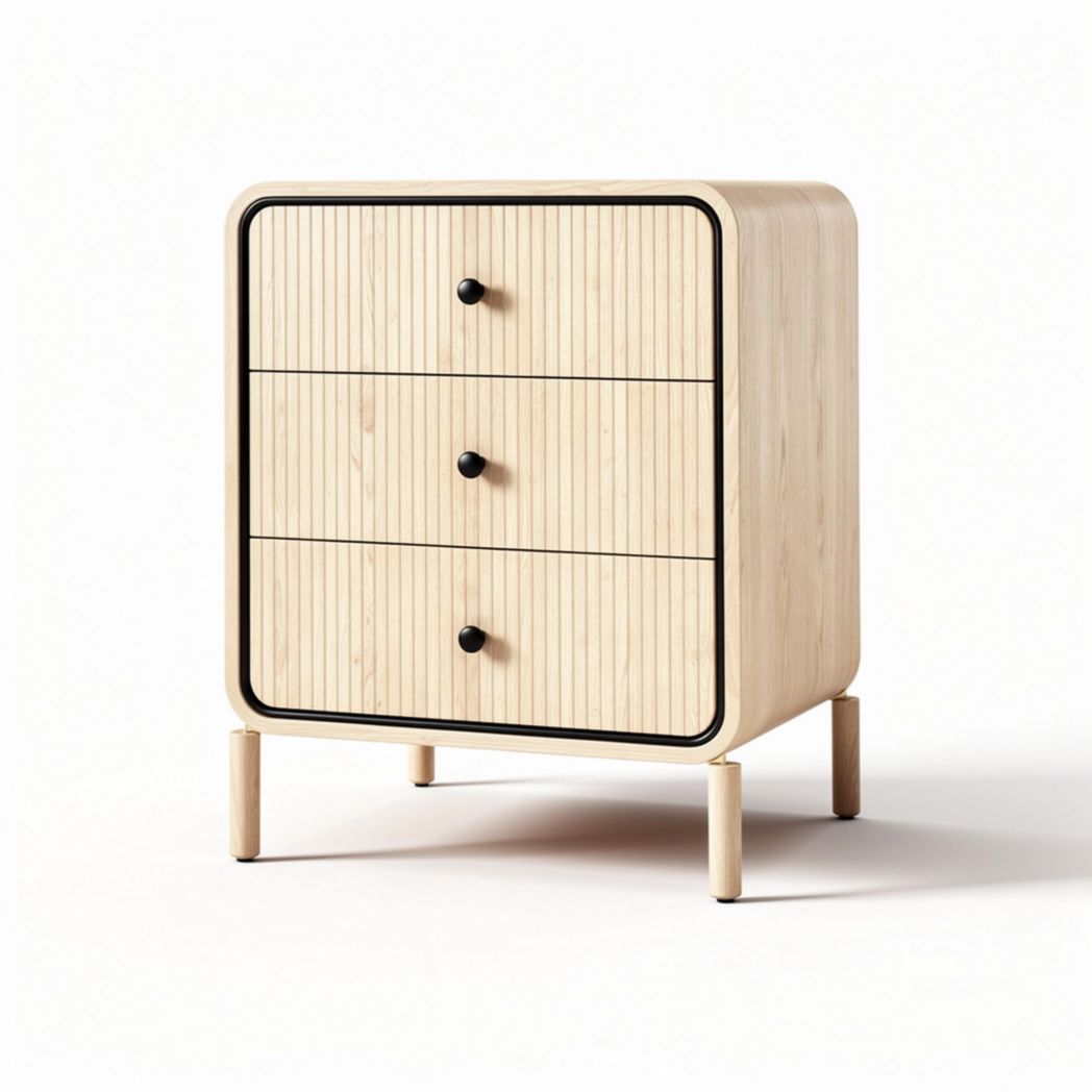 Houten nachtkastje met drie lades van berkenhout 45 x 40 x 70cm