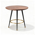 Rond houten eettafel met metalen poten en gouden ring 70 x 70 x 75cm