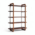 Open boekenplank van hout en aluminium 160 x 80 x 30cm met 5 planken