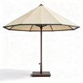 Parasol van hennep met een bruin metalen frame 200 x 200 x 250 cm