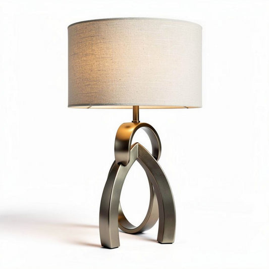 Tafellamp met metalen voet en textiele lampenkap 30 x 30 x 60cm